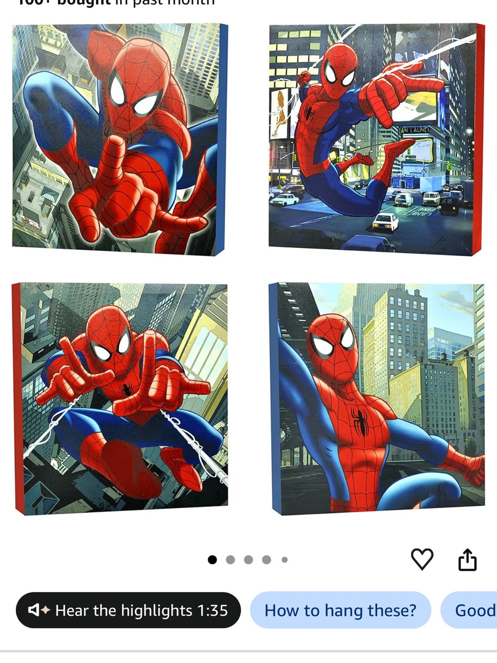 Spiderman Canvas Wall Art Set - Red & Blue
